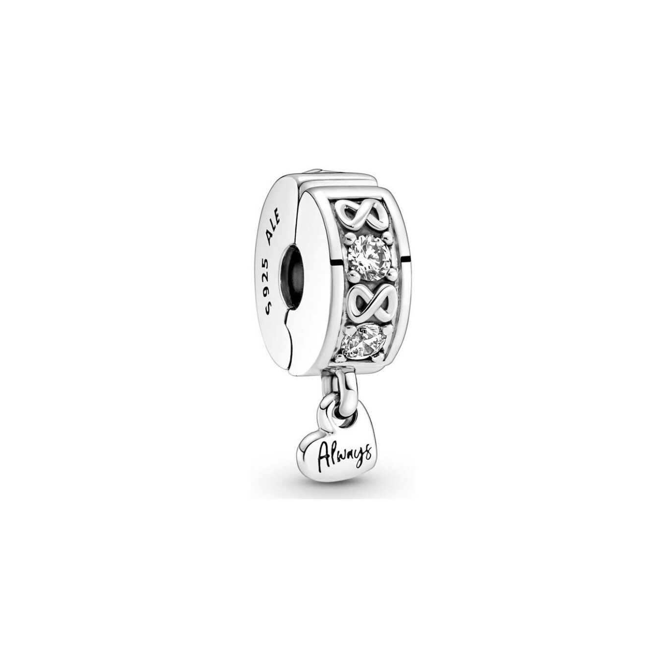 Charm clip Pandora Pavé Ma Famille Pour Toujours en argent 