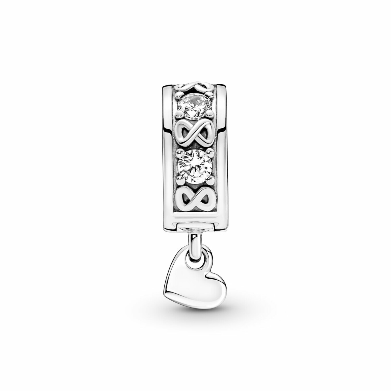 Charm clip Pandora Pavé Ma Famille Pour Toujours en argent 