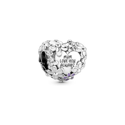 Charm Pandora Cœur Mum Marguerite en argent