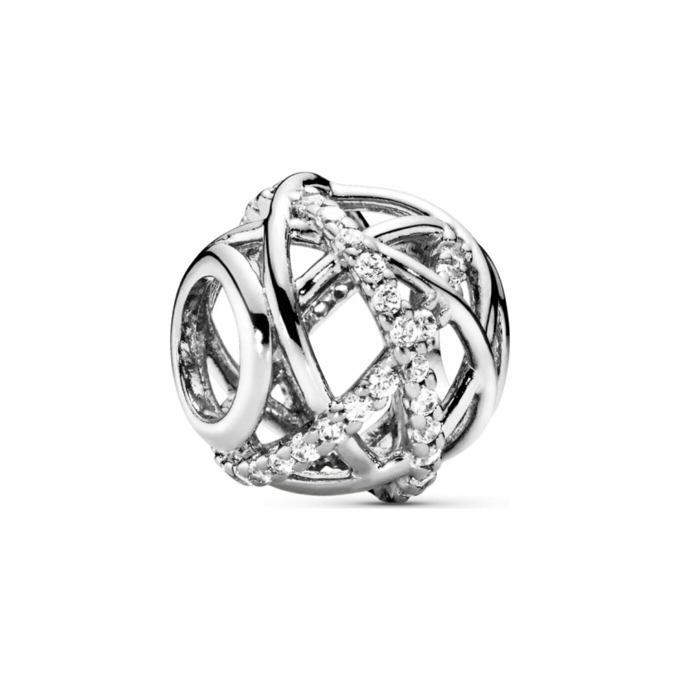 Charm Pandora Timeless ajouré lignes scintillantes en argent et oxyde de zirconium