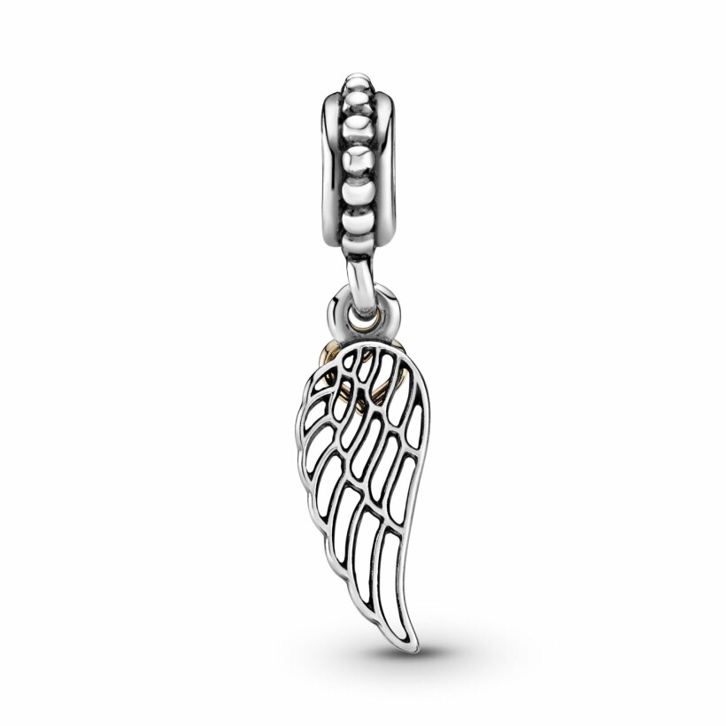 Charm Pandora Passions pendant aile d'ange & cœur en argent et or jaune