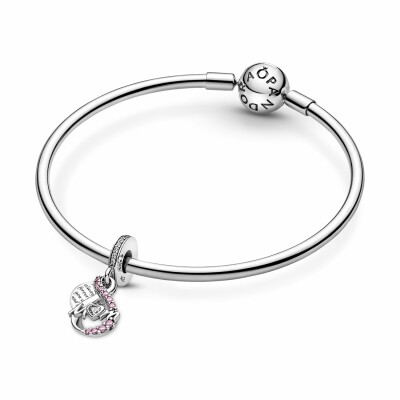 Charm pendant Pandora Double Mom Et Infini Pavé en argent