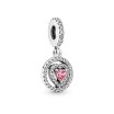 Charm pendant Pandora Cœur Halo Double Scintillant en argent