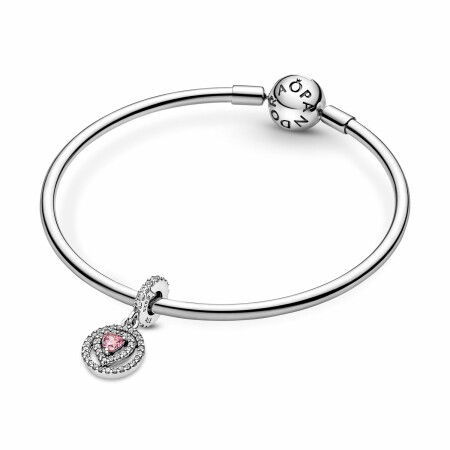 Charm pendant Pandora Cœur Halo Double Scintillant en argent