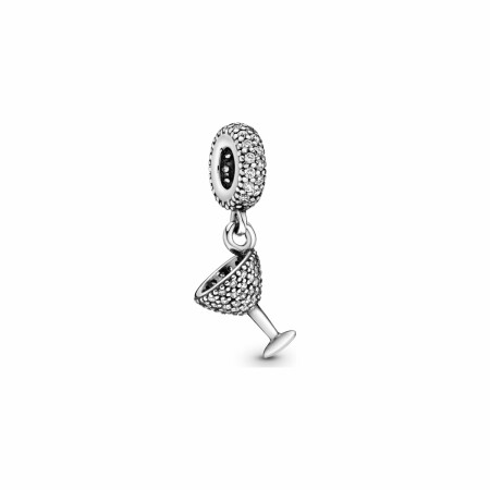 Charm Pandora Passions pendant verre à cocktail pavé en argent et oxyde de zirconium