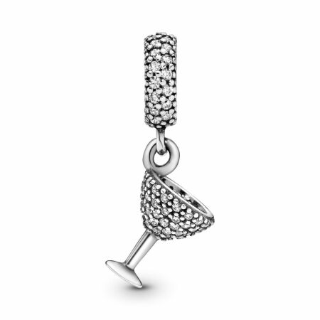 Charm Pandora Passions pendant verre à cocktail pavé en argent et oxyde de zirconium