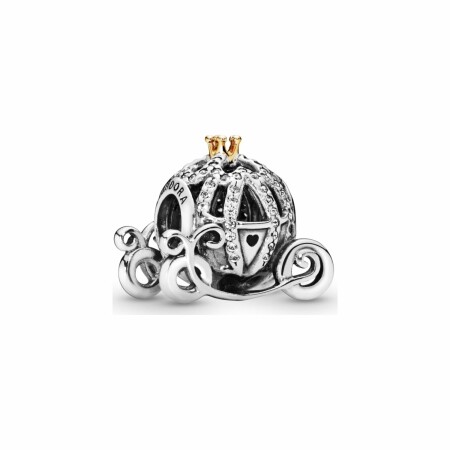 Charm Disney x Pandora Disney Carrosse Citrouille De Cendrillon en argent, or jaune et oxyde de zirconium