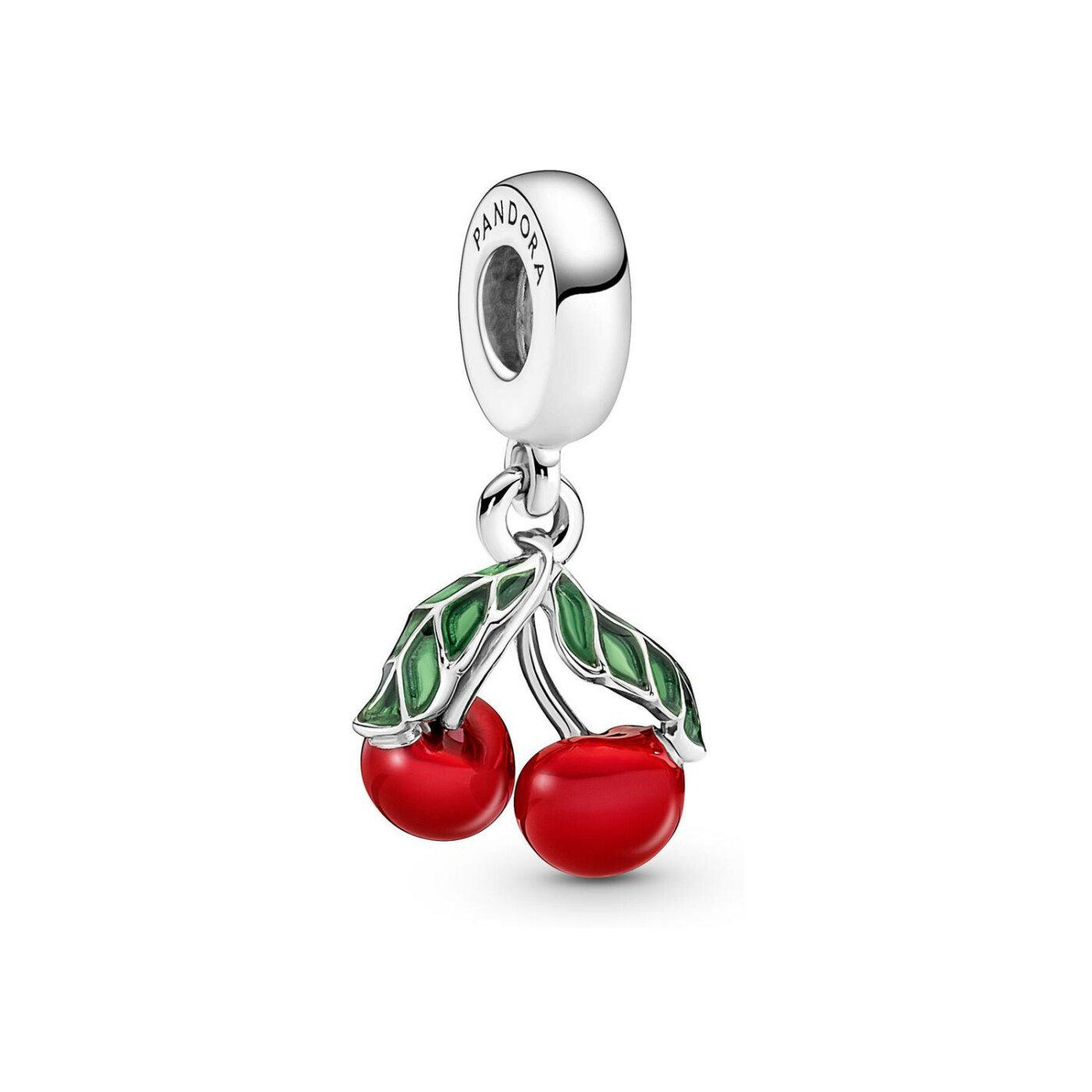 Charm pendant Pandora Moments Fruit Cerise Asymétrique en argent