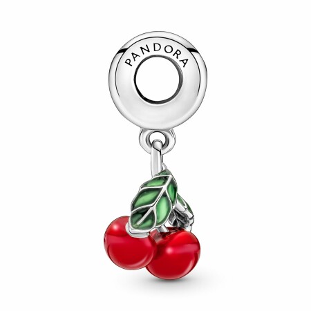 Charm pendant Pandora Moments Fruit Cerise Asymétrique en argent