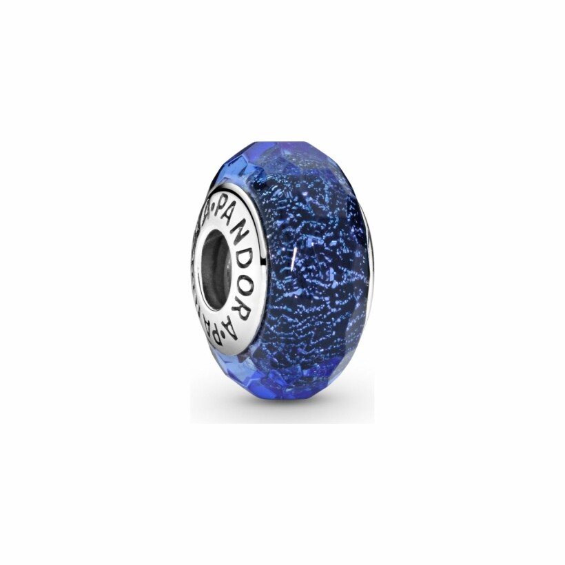 Charm Pandora Colours verre de murano bleu facetté en argent et verre