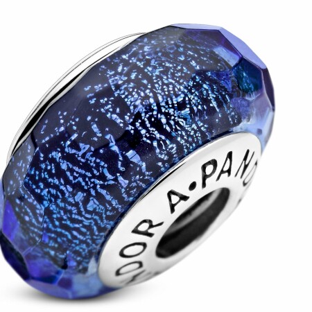 Charm Pandora Colours verre de murano bleu facetté en argent et verre