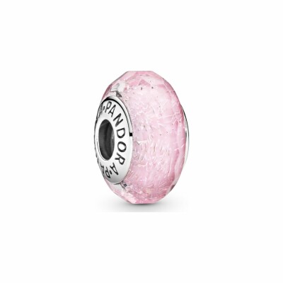 Charm Pandora Colours verre de murano rose facetté en argent et verre