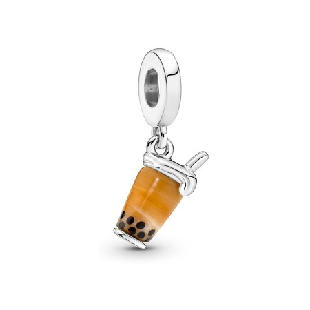 Charm pendant Pandora Moments Bubble Tea En Verre De Murano en argent 