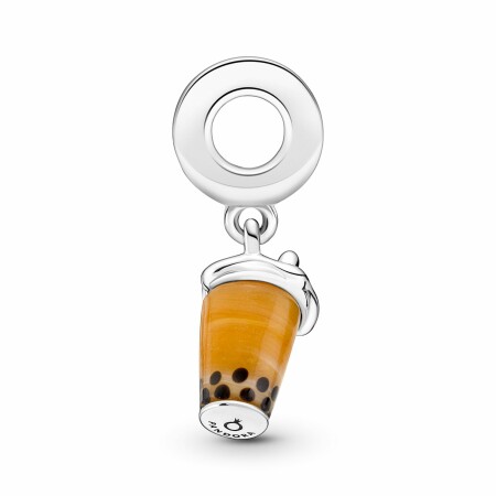 Charm pendant Pandora Moments Bubble Tea En Verre De Murano en argent 