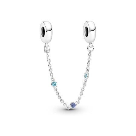 Charm Pandora Chaîne De Confort Triple Pierre Bleue en argent