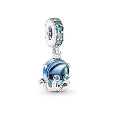 Charm pendant Pandora Moments Poulpe Adorable en argent et verre de Murano