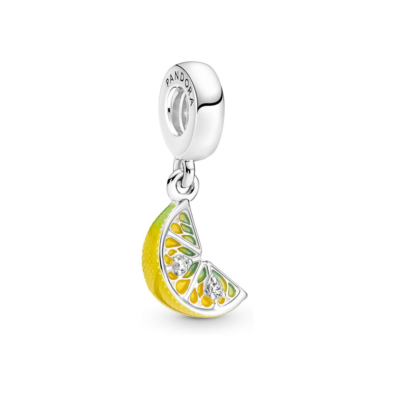 Charm pendant Pandora Moments Fruit Scintillant Tranche De Citron en argent