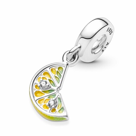 Charm pendant Pandora Moments Fruit Scintillant Tranche De Citron en argent