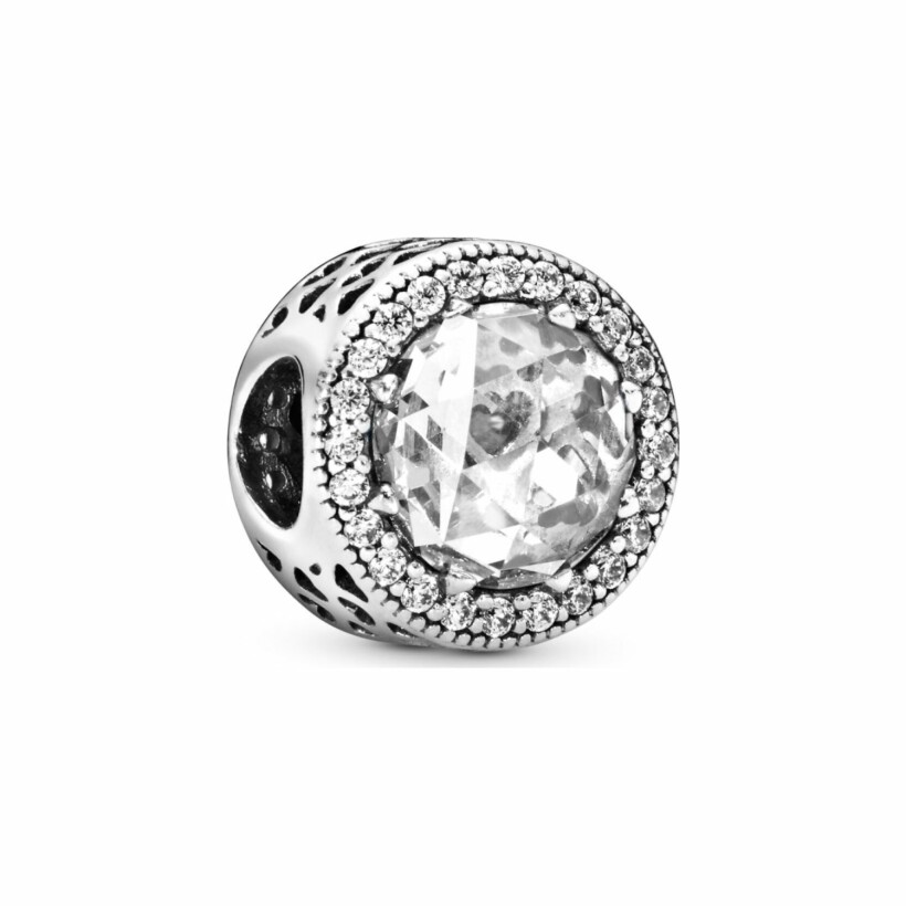 Charm Pandora Timeless incolore scintillant en argent et oxyde de zirconium