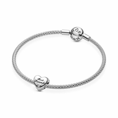 Charm Pandora People cœur meilleures amies en argent et oxyde de zirconium