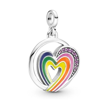 Collier Pandora Me Médaillon Cœur De Liberté Arc-en-ciel en argent 