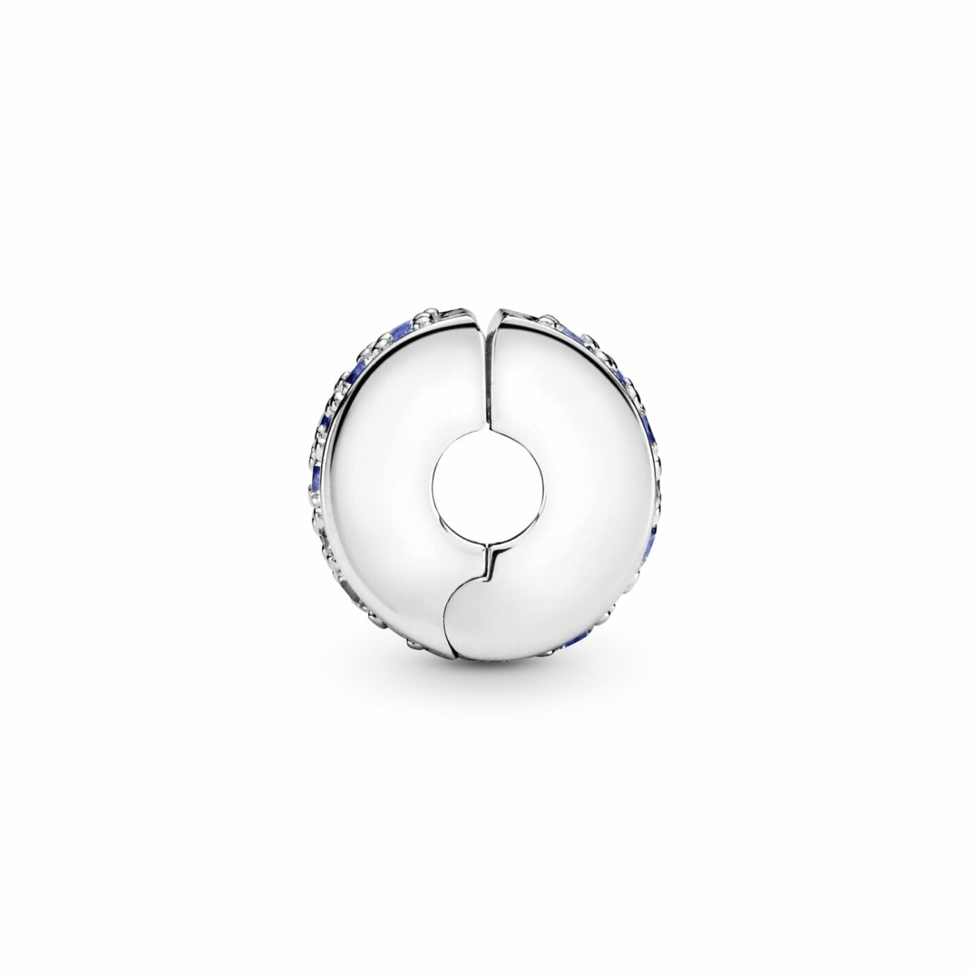 Charm clip Pandora Colours pavé bleu en argent, silicone et cristal, oxyde de zirconium