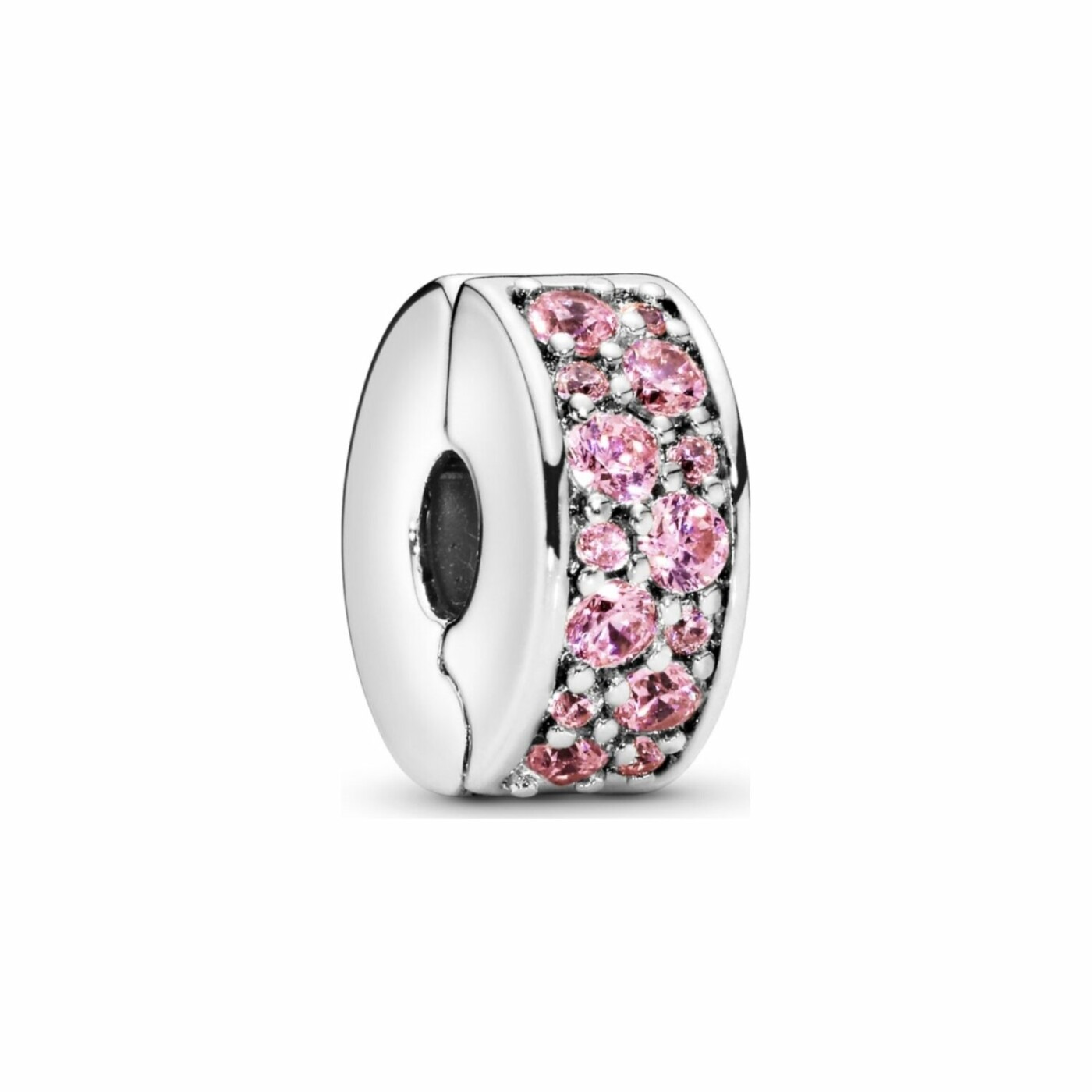 Charm clip Pandora Colours pavé rose en argent et oxyde de zirconium