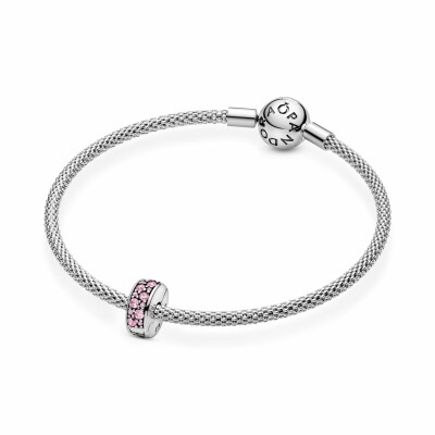 Charm clip Pandora Colours pavé rose en argent et oxyde de zirconium