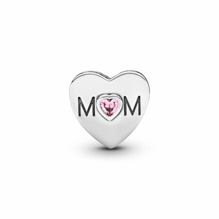 Charm Pandora People cœur de maman rose en argent et oxyde de zirconium