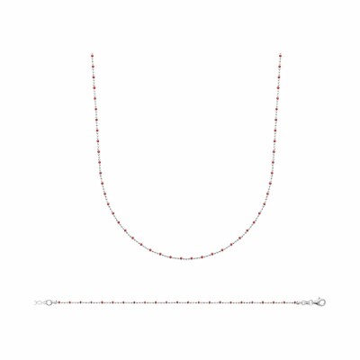 Collier en argent rhodié et émail, 45cm