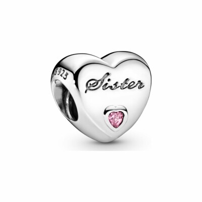 Charm Pandora People cœur sœur en argent et oxyde de zirconium