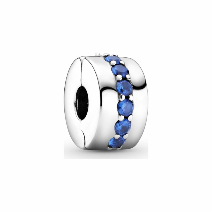 Charm clip Pandora Colours éclat bleu en argent et cristal