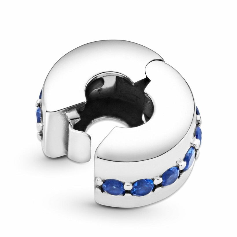 Charm clip Pandora Colours éclat bleu en argent et cristal