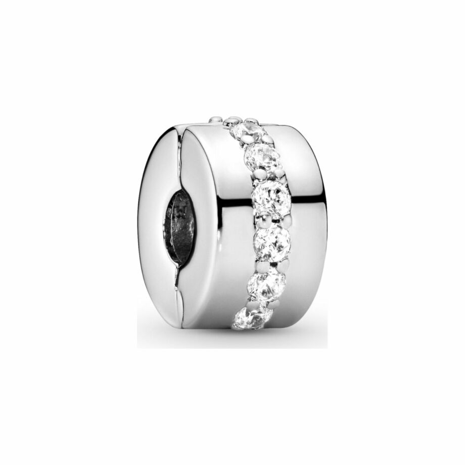 Charm clip Pandora Timeless rangée scintillante incolore en argent et oxyde de zirconium