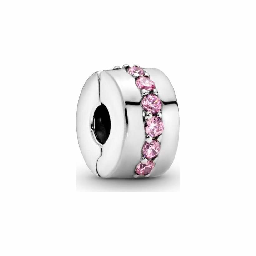 Charm clip Pandora Colours rangée scintillante rose en argent et oxyde de zirconium