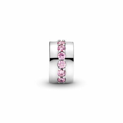 Charm clip Pandora Colours rangée scintillante rose en argent et oxyde de zirconium