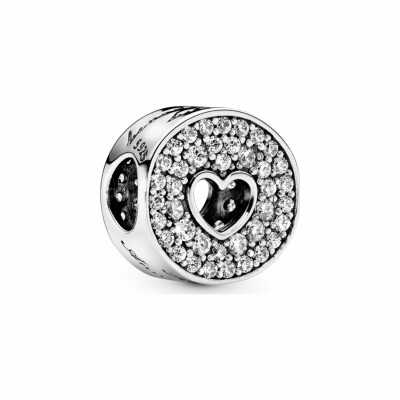 Charm Pandora People anniversaire pavé et cœur en argent et oxyde de zirconium