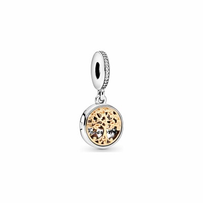 Charm Pandora People pendant racines familiales en argent, or jaune et oxyde de zirconium