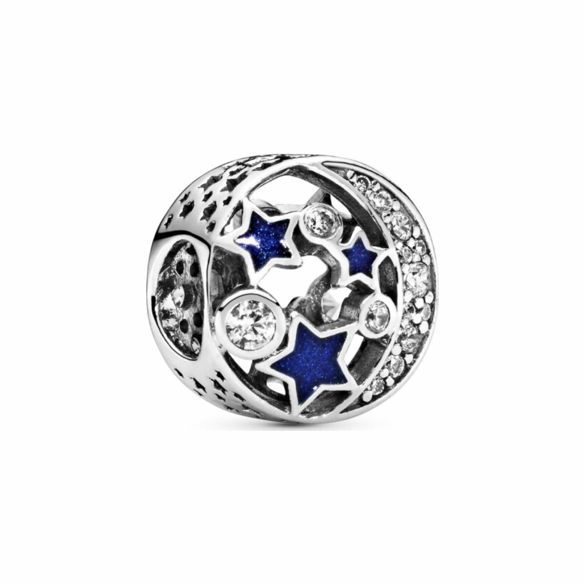 Charm Pandora Passions ciel nocturne scintillant en argent, résine et oxyde de zirconium