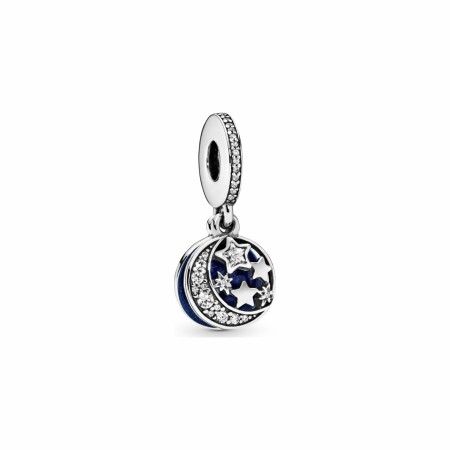 Charm Pandora Passions pendentif lune et ciel bleu en argent, résine et oxyde de zirconium