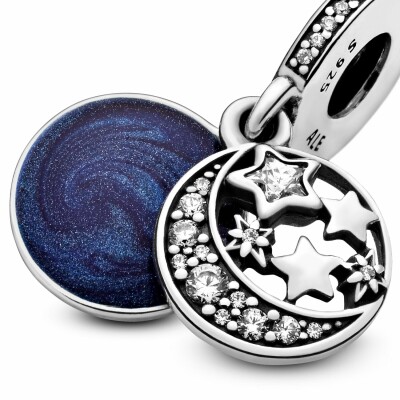 Charm Pandora Passions pendentif lune et ciel bleu en argent, résine et oxyde de zirconium