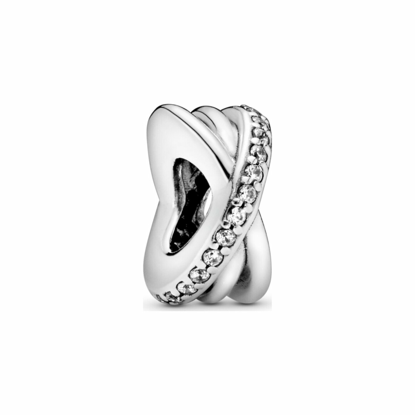 Charm Pandora Timeless espaceur scintillant et lignes en argent et oxyde de zirconium