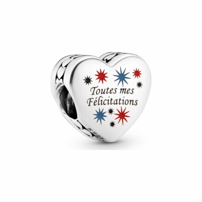 Charm Pandora Places coeur toutes mes felicitations en argent