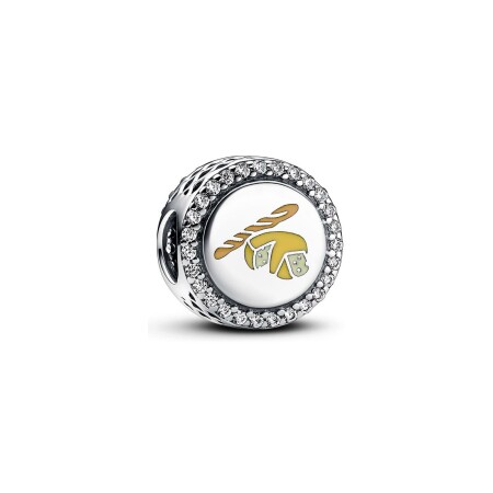 Charm Pandora Moments Baguette et Fromage en argent, résine et oxydes de zirconium