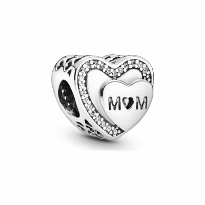 Charm Pandora People cœur maman scintillant en argent et oxyde de zirconium