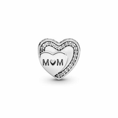 Charm Pandora People cœur maman scintillant en argent et oxyde de zirconium