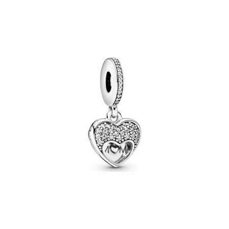 Charm Pandora People pendant cœur i love my mum (j'aime ma maman) en argent et oxyde de zirconium