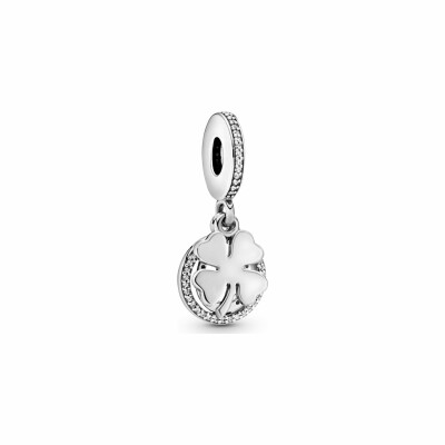 Charm Pandora Passions pendant trèfle à quatre feuilles chance en argent et oxyde de zirconium