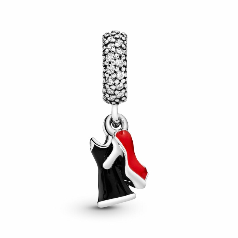 Charm Pandora Passions pendant escarpin, robe & rouge à lèvres en argent, résine et oxyde de zirconium