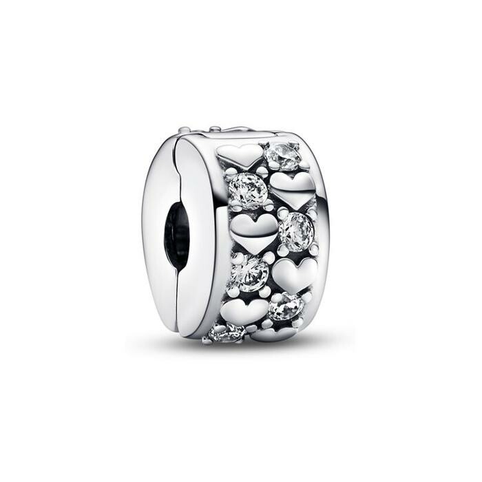 Charm clip Pandora Scintillant Cœurs De L'infini en argent